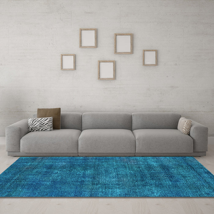 Machine Washable Oriental Light Blue Industrial Rug in a Living Room, wshurb2442lblu