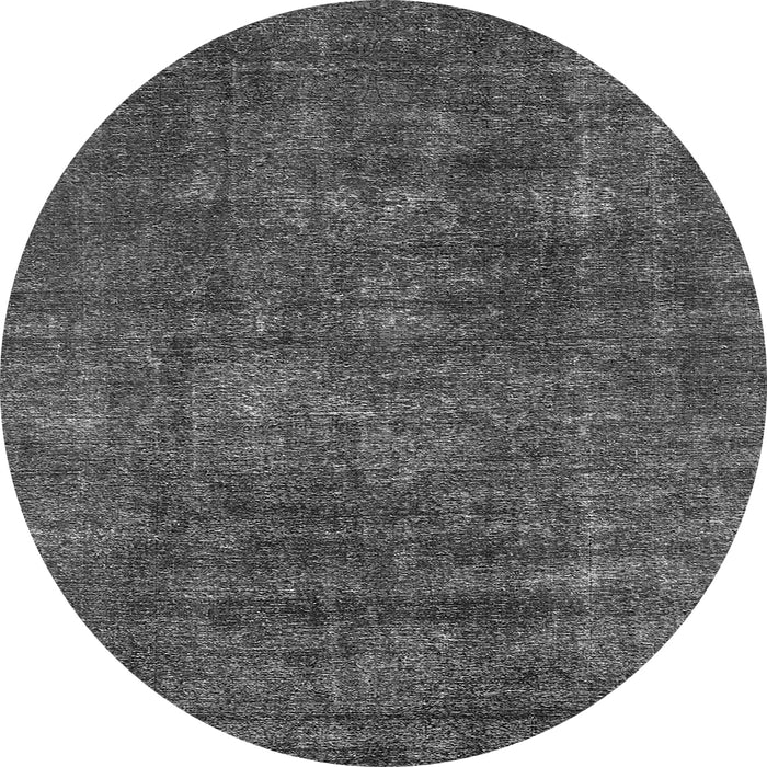 Round Machine Washable Oriental Gray Industrial Rug, wshurb2442gry