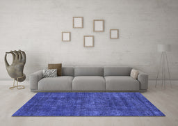 Machine Washable Oriental Blue Industrial Rug in a Living Room, wshurb2442blu