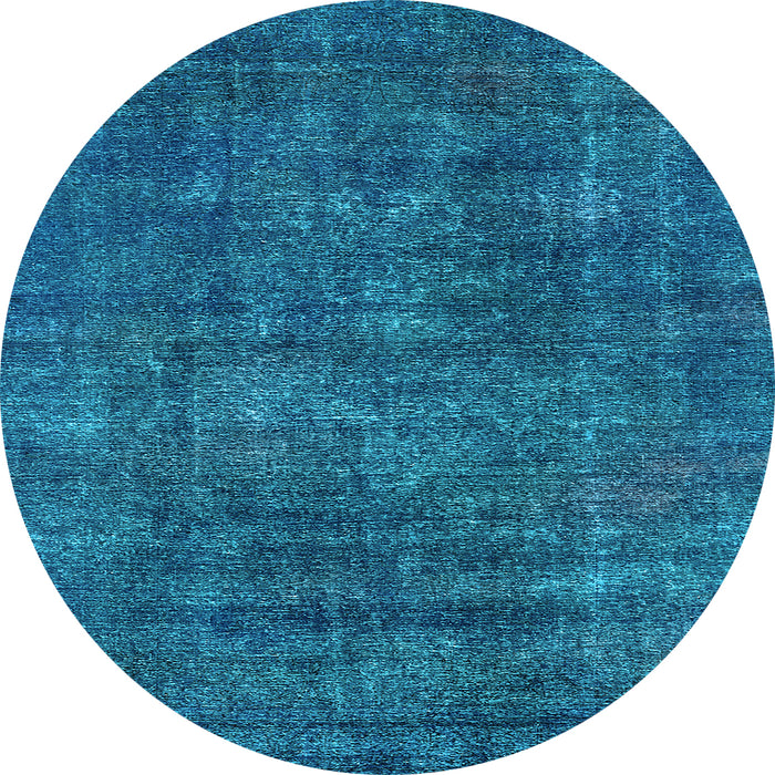 Round Machine Washable Oriental Light Blue Industrial Rug, wshurb2442lblu