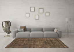 Machine Washable Oriental Brown Industrial Rug in a Living Room,, wshurb2442brn