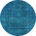 Round Oriental Light Blue Industrial Rug, urb2442lblu