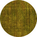 Round Oriental Yellow Industrial Rug, urb2442yw