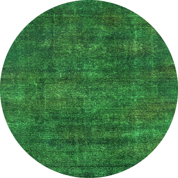 Round Oriental Green Industrial Rug, urb2442grn