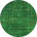 Round Oriental Green Industrial Rug, urb2442grn