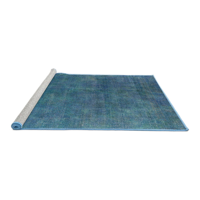 Sideview of Machine Washable Industrial Modern Blue Ivy Blue Rug, wshurb2443