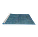 Sideview of Machine Washable Industrial Modern Blue Ivy Blue Rug, wshurb2443