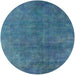 Round Mid-Century Modern Blue Ivy Blue Persian Rug, urb2443