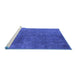 Sideview of Machine Washable Persian Blue Bohemian Rug, wshurb2443blu