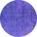 Round Machine Washable Persian Purple Bohemian Area Rugs, wshurb2443pur