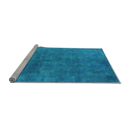 Sideview of Machine Washable Persian Light Blue Bohemian Rug, wshurb2443lblu