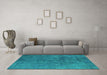 Machine Washable Persian Turquoise Bohemian Area Rugs in a Living Room,, wshurb2443turq