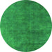 Round Machine Washable Persian Green Bohemian Area Rugs, wshurb2443grn