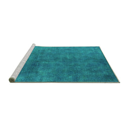 Sideview of Machine Washable Persian Turquoise Bohemian Area Rugs, wshurb2443turq