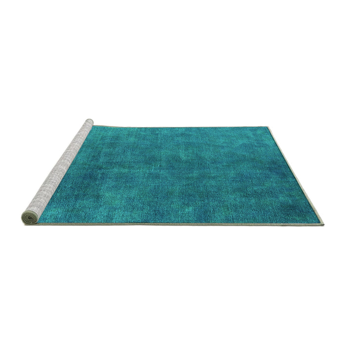Sideview of Machine Washable Persian Turquoise Bohemian Area Rugs, wshurb2443turq