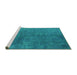 Sideview of Machine Washable Persian Turquoise Bohemian Area Rugs, wshurb2443turq