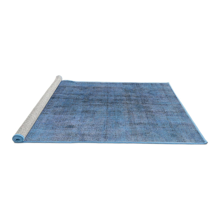 Sideview of Machine Washable Industrial Modern Iceberg Blue Rug, wshurb2444