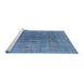 Sideview of Machine Washable Industrial Modern Iceberg Blue Rug, wshurb2444