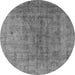 Round Machine Washable Persian Gray Bohemian Rug, wshurb2444gry