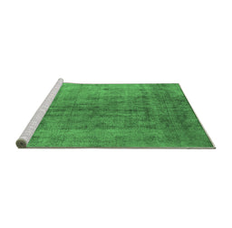 Sideview of Machine Washable Persian Emerald Green Bohemian Area Rugs, wshurb2444emgrn