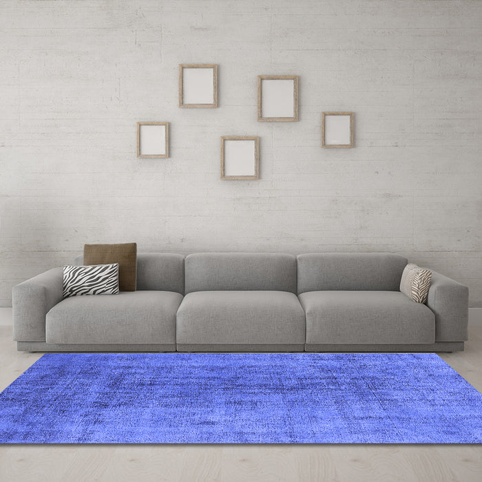 Machine Washable Persian Blue Bohemian Rug in a Living Room, wshurb2444blu