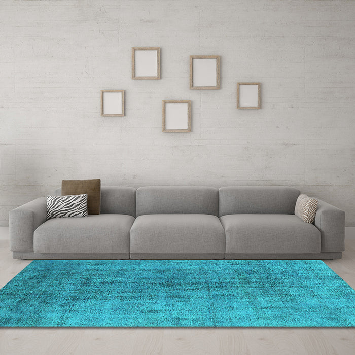 Machine Washable Persian Turquoise Bohemian Area Rugs in a Living Room,, wshurb2444turq
