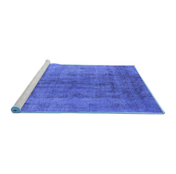 Sideview of Machine Washable Persian Blue Bohemian Rug, wshurb2444blu