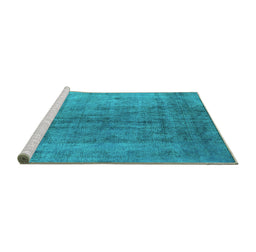 Sideview of Machine Washable Persian Turquoise Bohemian Area Rugs, wshurb2444turq