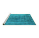 Sideview of Machine Washable Persian Turquoise Bohemian Area Rugs, wshurb2444turq