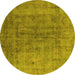 Round Persian Yellow Bohemian Rug, urb2444yw