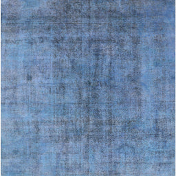 Square Mid-Century Modern Iceberg Blue Persian Rug, urb2444