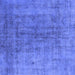 Square Machine Washable Persian Blue Bohemian Rug, wshurb2444blu