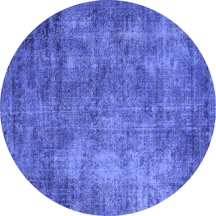 Round Oriental Blue Industrial Rug, urb2445blu