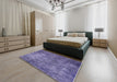 Mid-Century Modern Purple Oriental Rug in a Bedroom, urb2445