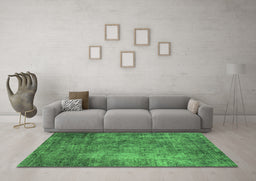 Machine Washable Oriental Green Industrial Area Rugs in a Living Room,, wshurb2445grn