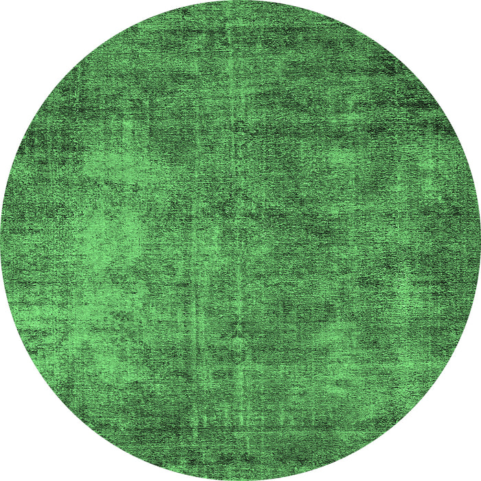 Round Oriental Emerald Green Industrial Rug, urb2445emgrn