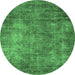 Round Oriental Emerald Green Industrial Rug, urb2445emgrn