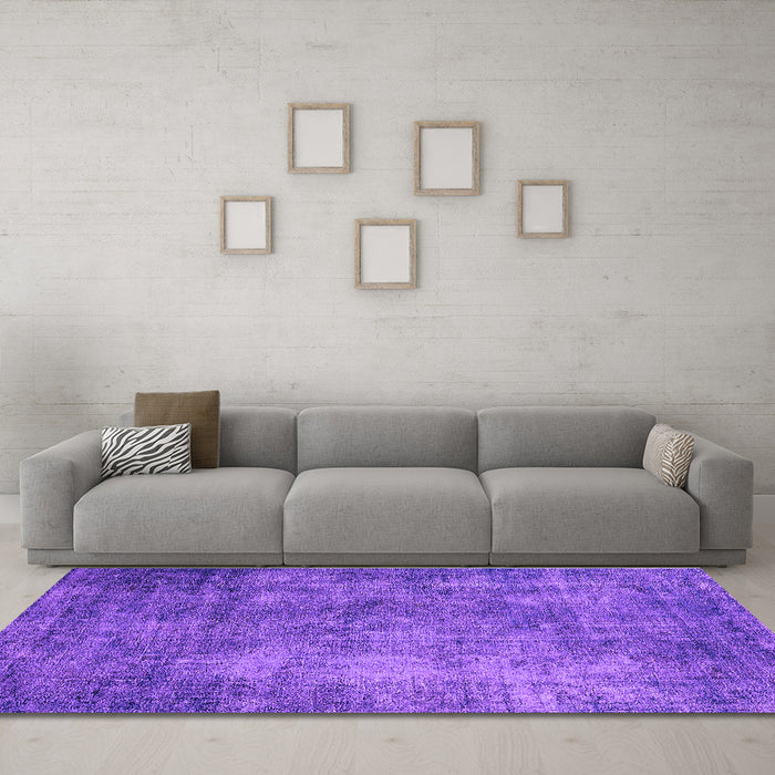 Machine Washable Oriental Purple Industrial Area Rugs in a Living Room, wshurb2445pur