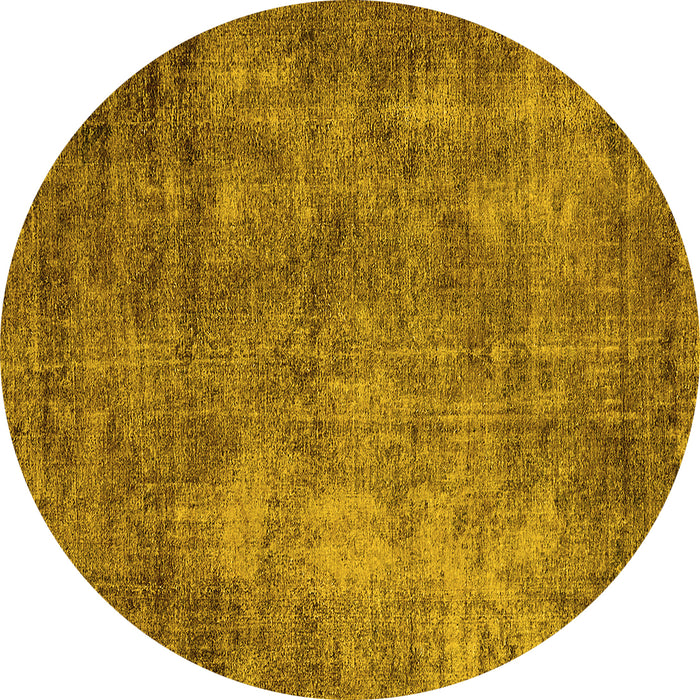 Round Oriental Yellow Industrial Rug, urb2445yw