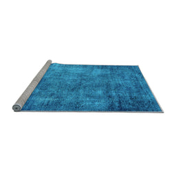 Sideview of Machine Washable Oriental Light Blue Industrial Rug, wshurb2445lblu