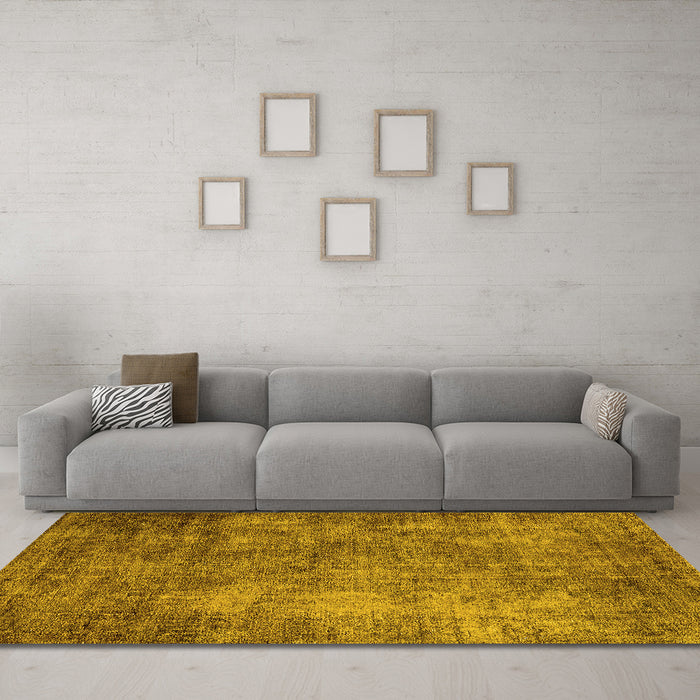 Machine Washable Oriental Yellow Industrial Rug in a Living Room, wshurb2445yw