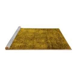 Sideview of Machine Washable Oriental Yellow Industrial Rug, wshurb2445yw