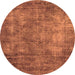 Round Machine Washable Oriental Orange Industrial Area Rugs, wshurb2445org