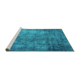 Sideview of Machine Washable Oriental Turquoise Industrial Area Rugs, wshurb2445turq