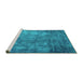 Sideview of Machine Washable Oriental Turquoise Industrial Area Rugs, wshurb2445turq