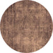 Round Machine Washable Oriental Brown Industrial Rug, wshurb2445brn