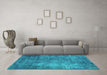 Machine Washable Oriental Turquoise Industrial Area Rugs in a Living Room,, wshurb2445turq