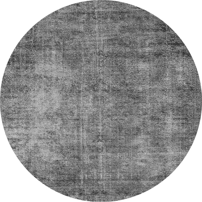 Round Machine Washable Oriental Gray Industrial Rug, wshurb2445gry