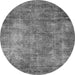 Round Machine Washable Oriental Gray Industrial Rug, wshurb2445gry