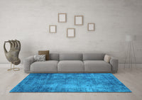 Machine Washable Oriental Light Blue Industrial Rug, wshurb2445lblu